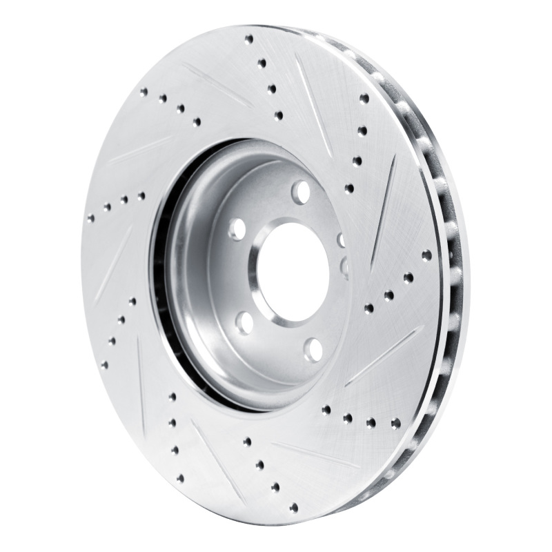 Mercedes-Benz CLA250 Brake Rotor (1) - Front Left - R1 Concepts - Drilled & Slotted - Silver - `19-`25